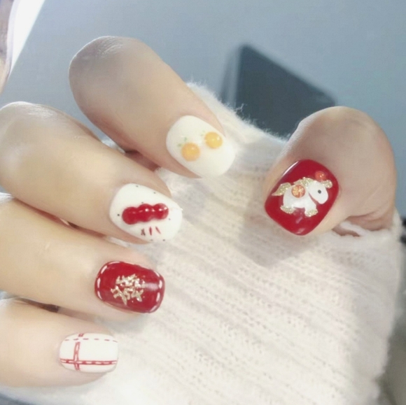 "Golden Gallop" 3D Year of the Horse Press-On Nails 2026 Lunar New Year Size S - Picture 6 of 10